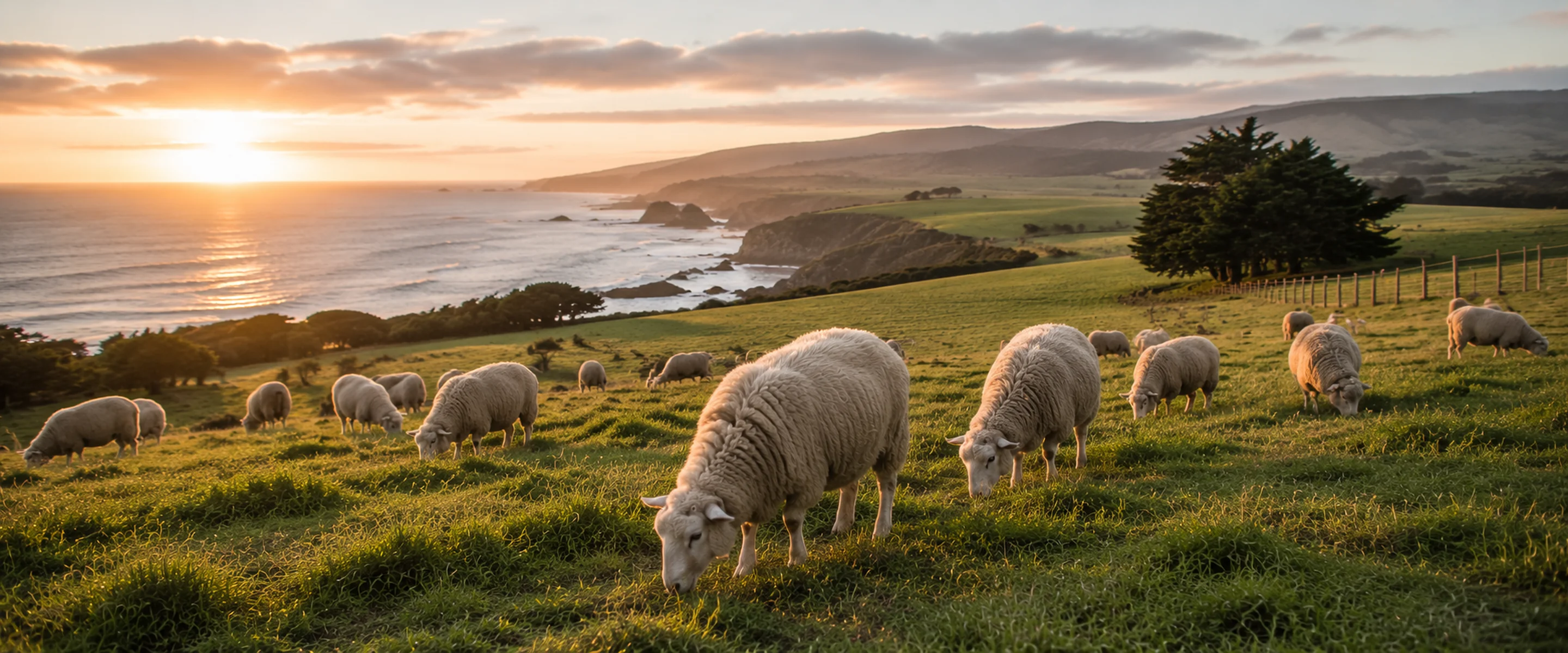 Grass-fed lamb on coastal Sonoma pasture.